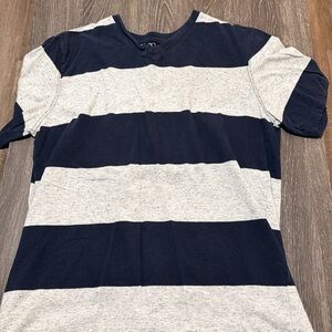 Men's Navy and White Striped Shirt